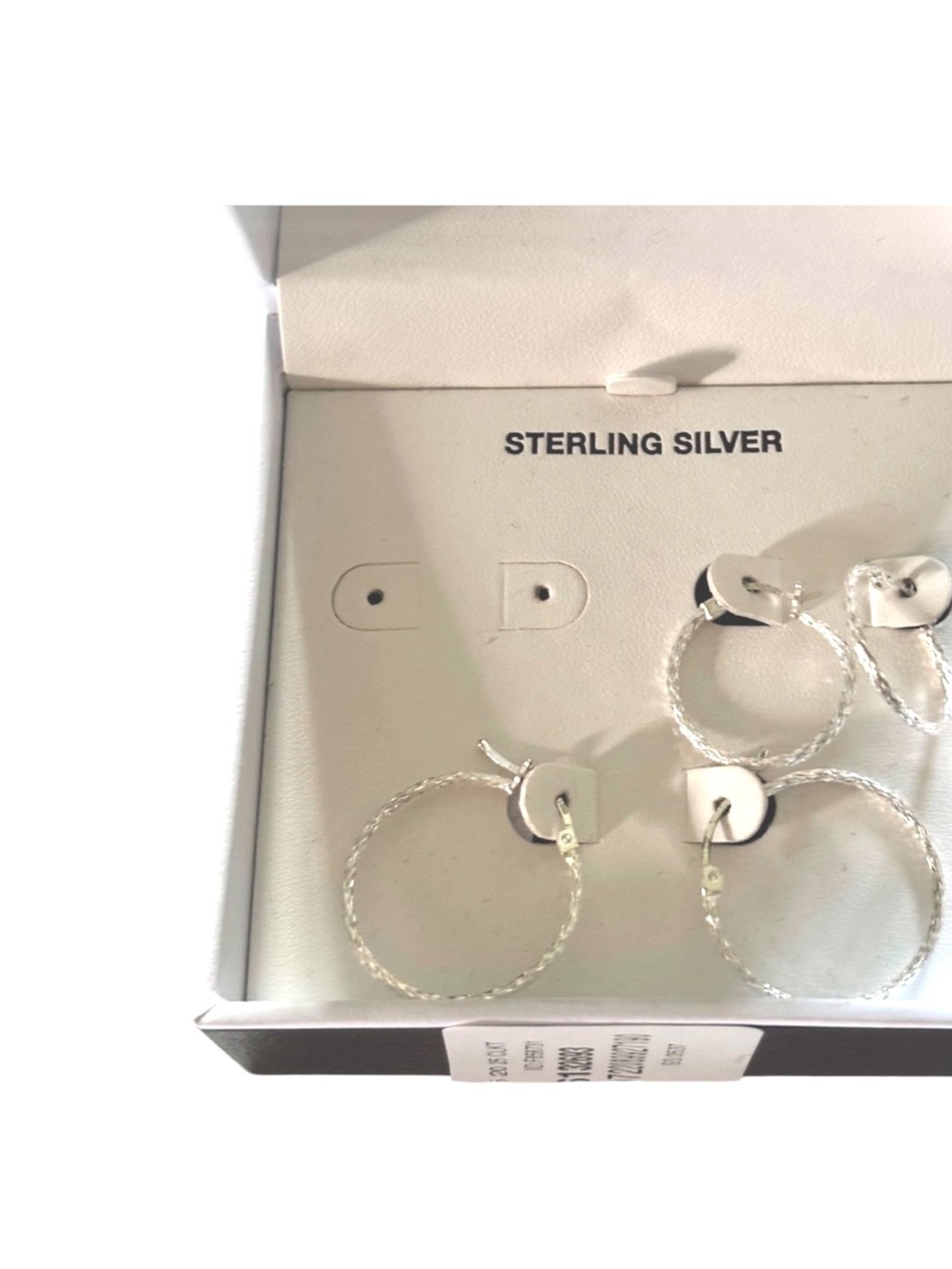 Macy's 2-Pair Solid Sterling Silver High Polish Hoop Earrings Set Boxed⁠